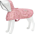 Waterproof Dog Raincoat, Adjustable Reflective Lightweight Pet Rain Clothes with Poncho Hood (Gold Cheery Blossoms Pink, XX-Large)