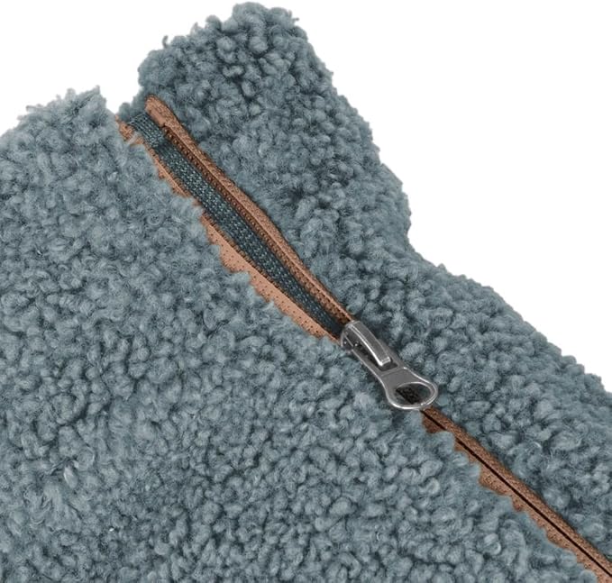 Gooby Sherpa Vest Dog Sweater - Stone Blue, X-Large - Warm Fuzzy Fleece Step-in Jacket Without Ring Leash - for Small and Medium Dogs, Everyday Winter Use