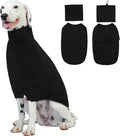 ROZKITCH Dog Shirt with Hoodie Dog Ears Cover 2 in 1, Soft Lightweight Dog Striped T Shirt Pullover Dog Tank with Detachable Ear Wrap, Dog Hoodie Tshirt Dog Boy Girl, Stretchy Sweater Black L