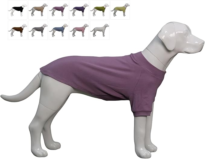 Lovelonglong Ribbed Dog T-Shirt Cotton Knitted Dog Sweaters for All Season Pet T-Shirts for Large Medium Small Dogs Taro Purple L