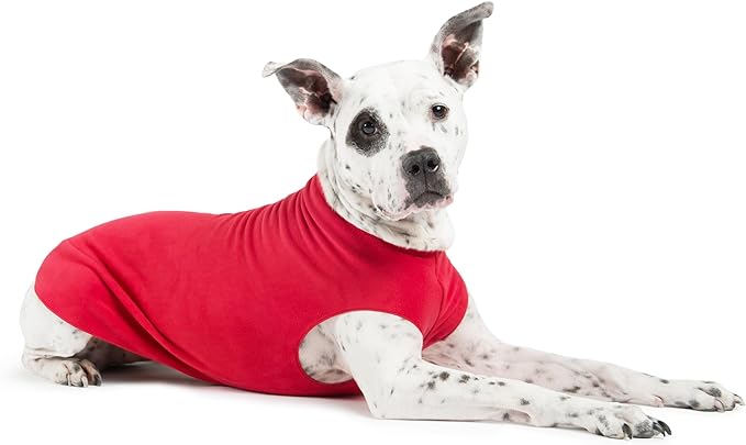 Goldpaw Stretchy Fleece Jacket for Small Dogs - Super Soft, Warm Dog Sweater - Pet Sweater Vest for Fall and Winter - Canine Clothes Made in The USA - Machine Washable - Red - Size 4