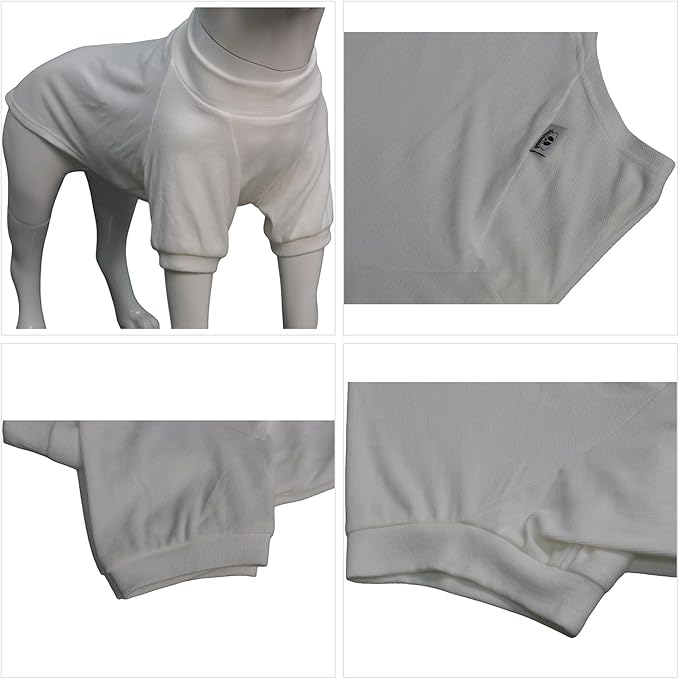 Lovelonglong Ribbed Dog T-Shirt Cotton Knitted Dog Sweaters for All Season Pet T-Shirts for Large Medium Small Dogs Off White 3XL