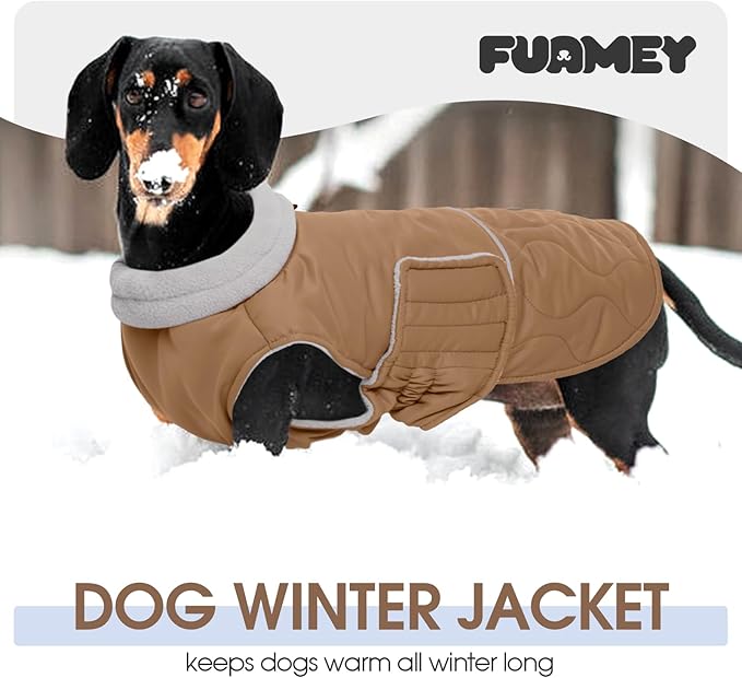 FUAMEY Winter Warm Coat, Fleece Turtleneck Jacket, Thick Waterproof Windproof Cold Weather Snowsuit Vest for Small Medium Large Dogs Pet Clothes
