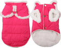 Shawl Design Fleece Lined Warm Dog Jacket for Winter Cold Weather,Soft Windproof Medium Dog Coat,Pink XL