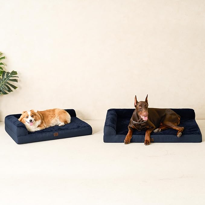 EHEYCIGA Memory Foam Dog Bed XXL, Giant Dog Bed Orthopedic with Washable Removable Cover, Waterproof Pet Bed Couch for Jumbo Dogs, 48x36x7 Inches, Navy Blue