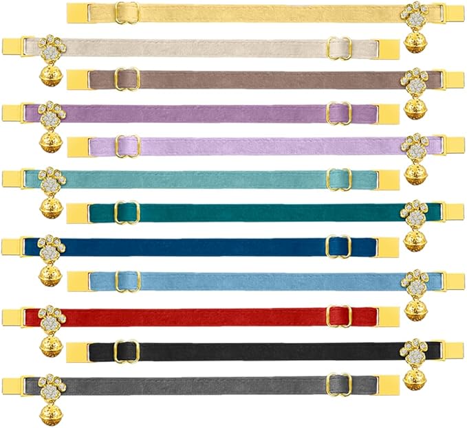 Personalized Breakaway Cat Collars - Magnetic Buckle, Bell - Safety Quick Release, Customized for Girls & Boys Cats- (Velvet-Light Purple)