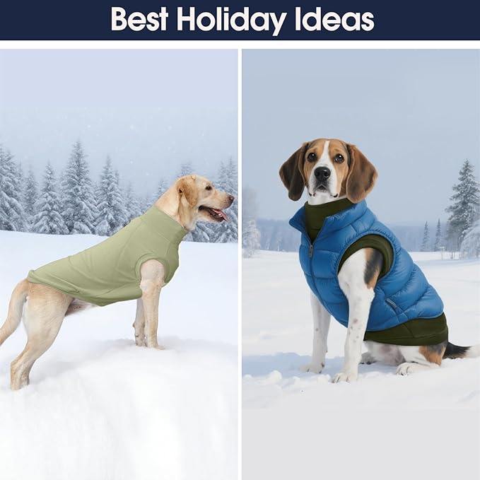 IECOii 2 Pack Fleece Sweater Dog - Soft, Warm Sweaters for Border Collie Boy Girl, Stretchy and Comfortable Coat for Walking, Running, Camping, Hiking, Hunting(Size 2XL, Light Green & Army Green)
