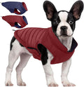 QBLEEV Reversible Dog Winter Coat, Waterproof Windproof Warm Jacket with Adjustable Hook & Loop Design, Lightweight Puffer Vest for Medium Dogs, Wine Red, M – Fits Pug, Beagle, Corgi
