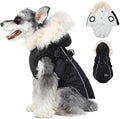 PINA Winter Coat with Waterproof Fabric, Faux Fur Hood, Reflective Strap for Small to Large Dogs, Black, S