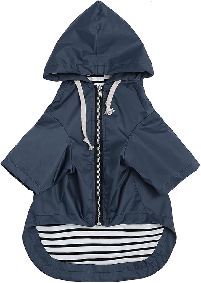 Dog Raincoat rain Jacket Raincoat Dogs Waterproof Small Medium Breeds Zip Closure Storage Pocket Harness Hole Blue M