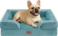 Comfort Expression Orthopedic Dog Bed for Medium Dogs 28x19 Inch, Waterproof Egg Crate Foam Medium Pet Bed with Removable Bolsters, Dog Couch with Washable Cover & Non-Slip Bottom, Washed Blue