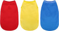 Upgrade Your Pup's Wardrobe: 3-Pack Sleeveless Cotton Dog Shirts for Small and Medium Dogs. Keep Your Pet Cool and Stylish with Colorful Tank Tops Red Yellow and Blue M