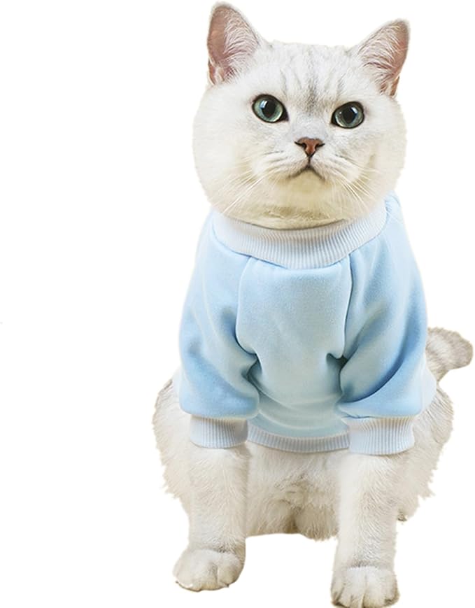 Puppy Sweater for Small Dogs Clothes Warm Winter Cat Clothe Pet Sweatshirt Knitwear Doggie Kitten Clothing, Light Blue, Small