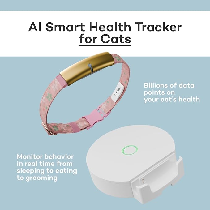 Health Tracker for Cats - Smart Cat Collar with Safety Breakaway Buckle for Indoor Cats, Wellness Alerts, Real-time Monitoring (Charcoal, S)