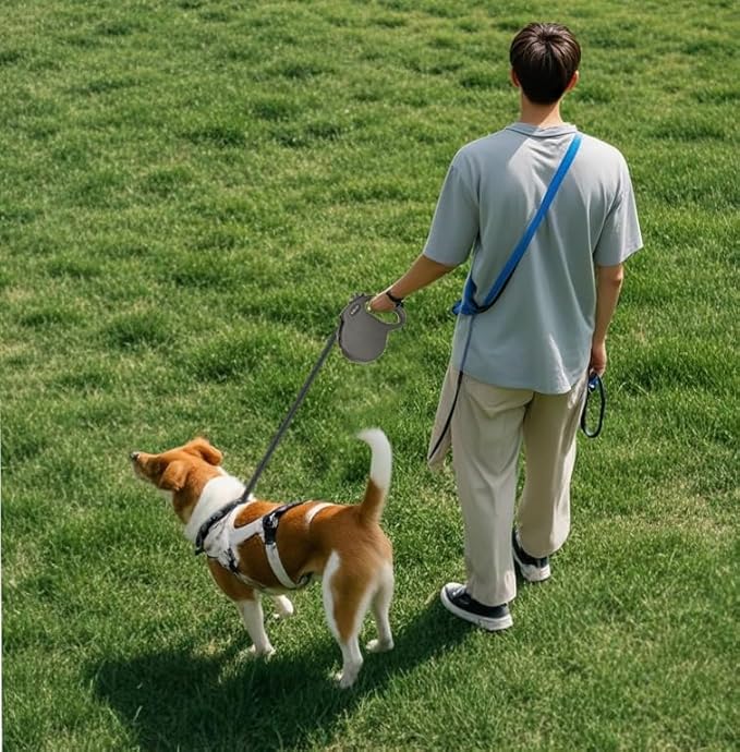 Retractable Dog Leash Hands-Free Adjustable Length 13ft with Safety Lock Durable Nylon Belt for Small Medium Large Dogs Easy Walk Training Portable Dog Leash Black S