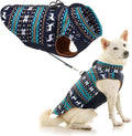 Gooby Zip Up Fleece Dog Sweater - Deer Blue, X-Large - Warm Pullover Fleece Step-in Jacket with Dual D Ring Leash - Winter Small Dog Sweater