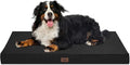 Outdoor Extra Large Dog Crate Bed, XXL Waterproof Dog Bed for Giant Breeds Dogs, 47x29 Inch Orthopedic Egg Crate Foam Pet Mat with Removable Cooling Cover, Black