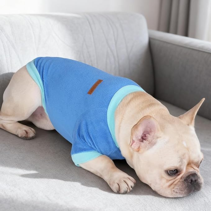 GreenJoy Classic Fleece Dog Sweater – Soft & Warm Stretchy Sweatshirt for Small Dogs & Cats, Cold-Weather Pullover for Everyday Wear (Dark Blue, Medium/Large)
