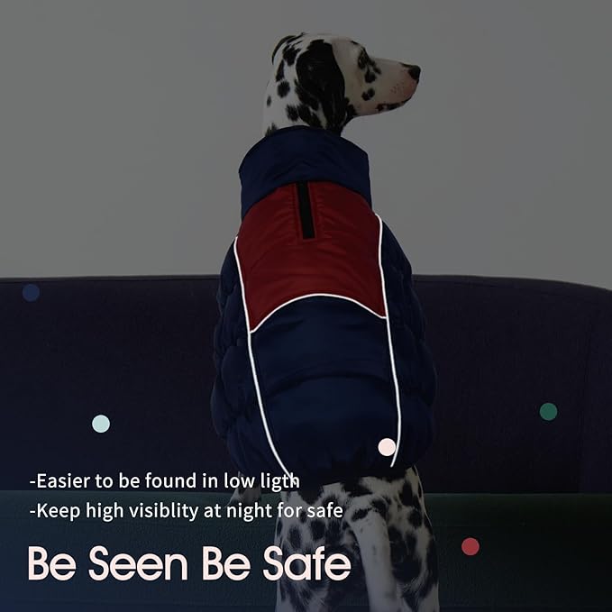 IECOii XL Dog Coat - Winter Waterproof, Extra Warm XLarge Dog Coat with Reflective Fleece Vest, Snowsuit with Zipper Closure, Turtleneck with Harness Hole