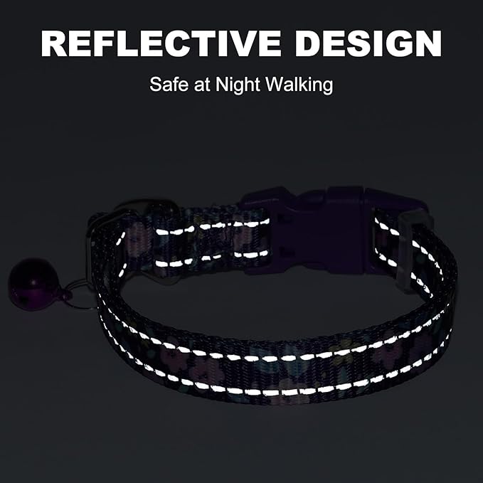 Small Dog Collar with Bell - Cute Reflective Puppy Collar Gift for Boy/Girl, Adjustable Nylon Collar for Chihuahua Pomeranian Nighttime Safety （Orange S）