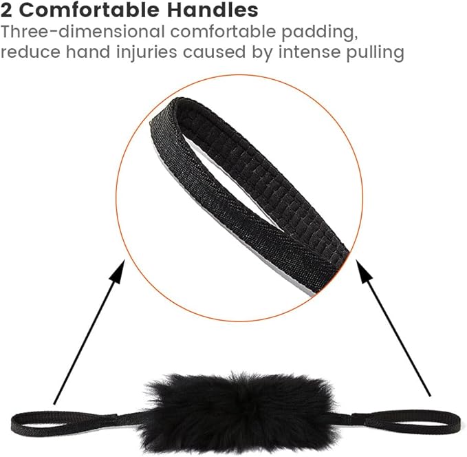 HOWGO Dog Bungee Chaser Toy Double Handles Natural Sheepskin Fur for All Breeds(Green,2Pack)