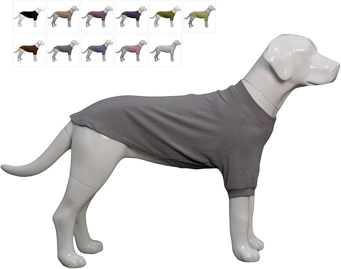 Lovelonglong Ribbed Dog T-Shirt Cotton Knitted Dog Sweaters for All Season Pet T-Shirts for Large Medium Small Dogs Dark Gray 2XL