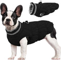 FUAMEY Dog Coat for Small Dogs,Waterproof Dog Winter Jacket with Harness Built in Puppy Cold Weather Coats Reflective Pet Vest with Zipper Warm Fleece Dogs Snowsuit Windproof Solid Black S
