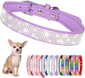 Serijoars Small Dog Collar with Rhinestone Crystal Diamond Colorful Bling Girl Puppy Cat Collars (M, Purple)
