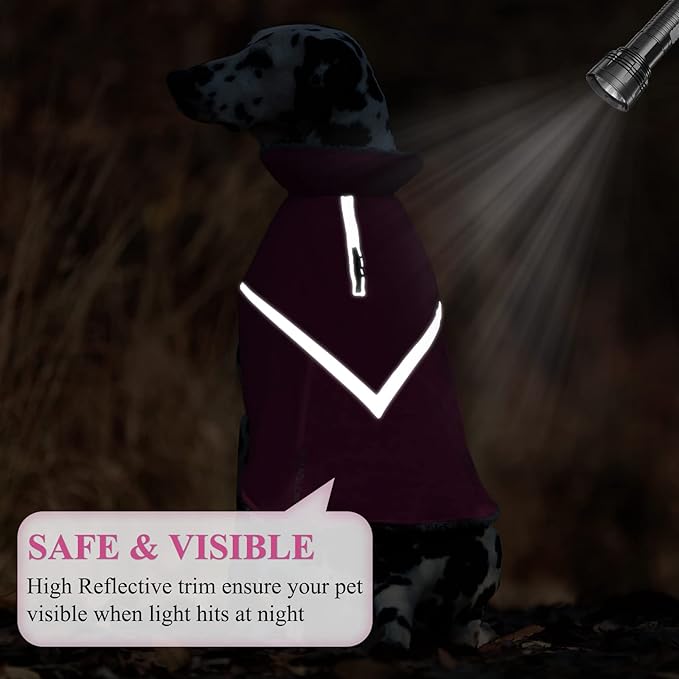 VIVAGLORY Snowrap Dog Coat, Jacket with Harness Hole & Velcro Closure, Dog Coat for Winter & Cold Weather, Fluffy Warm Fleece Lined Reflective Water Resistant for Puppy, XL, Fuchsia