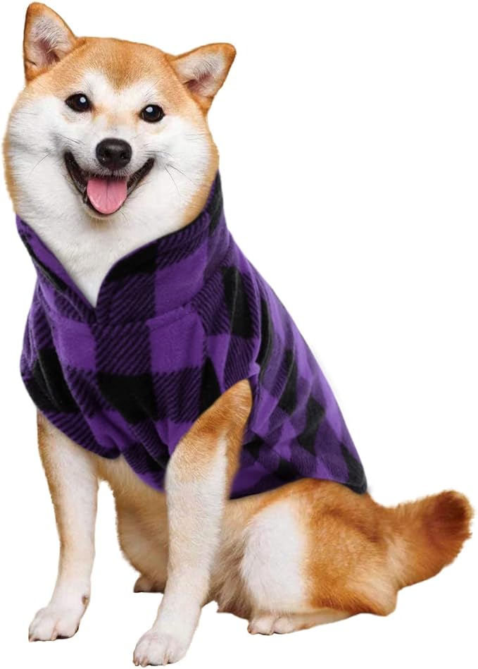 KAMA BRIDAL Spring Autumn Winter Coat Pullover Fleece Vest for Cats Small and Medium Dogs Thin Sweater Purple & Black Plaid (Purple, XXS)