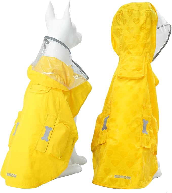 Dog Raincoat,Waterproof Rain Poncho with Hoodie, High Reflective Adjustable Pet Rain Jacket with Leash Hole for Small Medium and Large Dogs (Yellow(Water-Reactive Hydrochromic), X-Small: 4-9lbs)