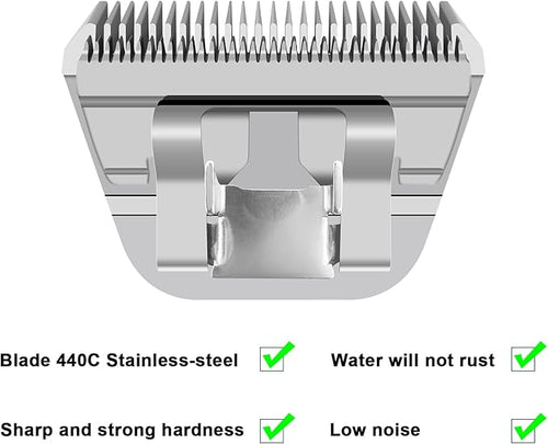 30W+10W+7FW+5FW+4FW Wide Pet Dog Grooming Detachable Blades Kit,Compatible with Andis,Oster A5,Wahl KM10 Clippers,Cut Length 1/50"(0.5mm) to 3/8" (9.5mm),5 Pack