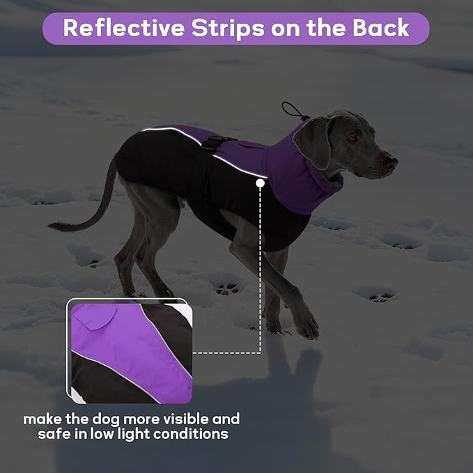 IDOMIK Dog Winter Coat, Reflective Waterproof Dog Jacket for Cold Weather, Warm Pet Coats for Small Medium Large Dogs, High Collar Doggy Fleece Snow Jacket, Winter Vest with Adjustable Buckle,XL