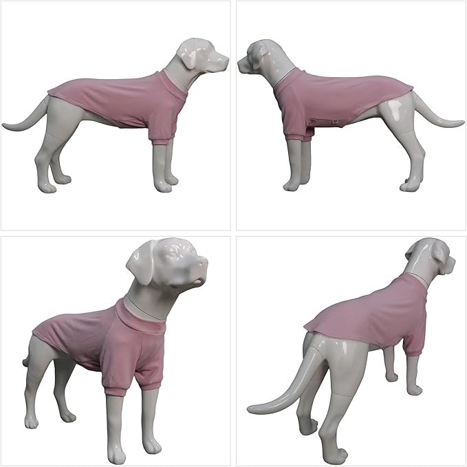 Lovelonglong Ribbed Dog T-Shirt Cotton Knitted Dog Sweaters for All Season Pet T-Shirts for Large Medium Small Dogs Light Pink XS