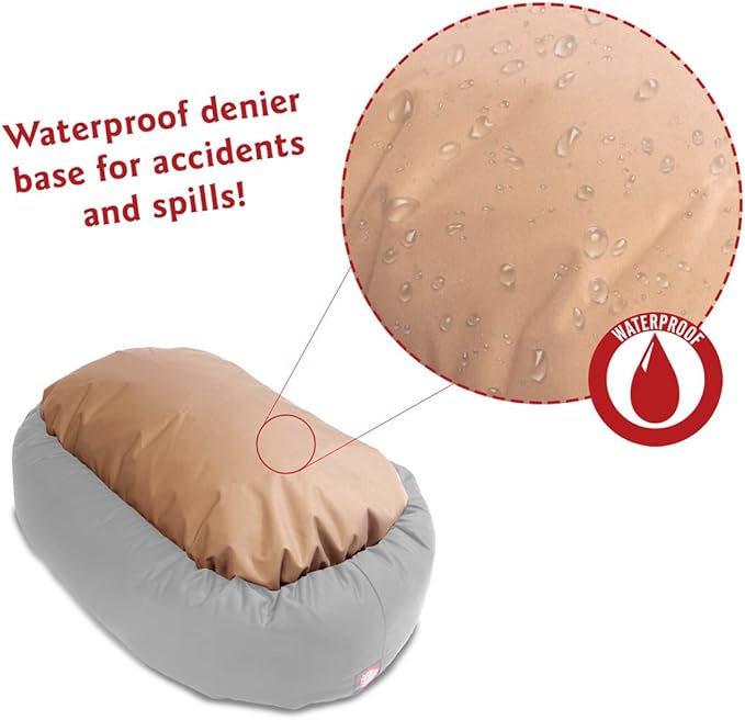 Majestic Pet 32-Inch Bagel Calming Dog Bed - Washable, Cozy Soft Round Bed With Spine Support - Fluffy Donut Pet Bed 32x23x7 Inches for Medium Dogs - Pink