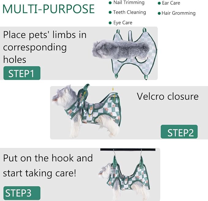 AIO Cat & Dog Restraint Sling for Nail Trimming Foldable Dog Grooming Supet Relaxation Hammock Harness for Pet Grooming S Pink