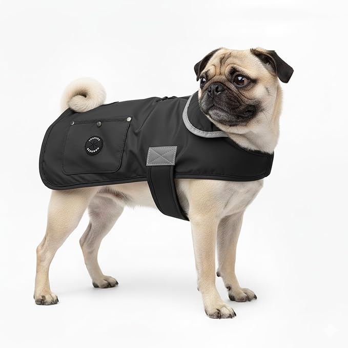 Joyride Harness FrostFlex Dog Winter Jacket - Fleece Lined & Water-Resistant - Snowsuit with Pockets for Treats & Poop Bags - Durable Cold Weather Dog Coat - Black Onyx-XS