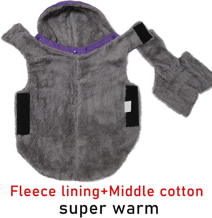 Fleece Dog Hoodie for Large Dogs Super Warm Doggie Jacket for Cold Winter Dog Coats,Purple XXXL