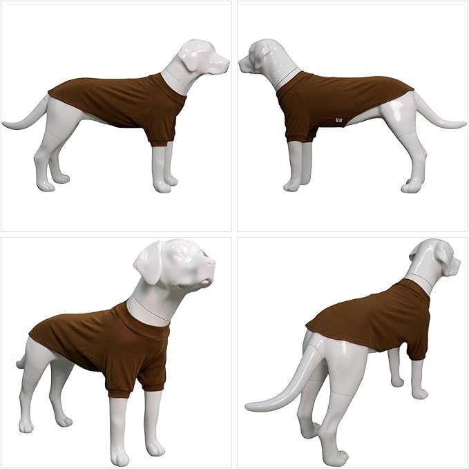 Lovelonglong Ribbed Dog T-Shirt Cotton Knitted Dog Sweaters for All Season Pet T-Shirts for Large Medium Small Dogs Coffee XL