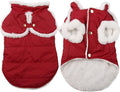 Shawl Design Fleece Lined Warm Dog Jacket for Puppy Winter Cold Weather,Soft Windproof Small Dog Coat,Red M