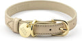 Rio Dog Collar Saffiano Vegan Leather Color Gold Size S