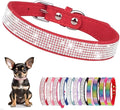 Serijoars Small Dog Collar with Rhinestone Crystal Diamond Colorful Bling Girl Puppy Cat Collars (XS, Red)