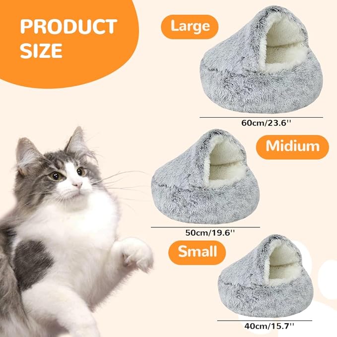 Lapcatz Nest Bed, 2026 Upgraded Cat Beds for Indoor Cats, Portable Fluffy Pet Bed, Durable Covered Cat Bed for Indoor Use, Soft Puppy Bed for Pet Owners (Pink, Small)