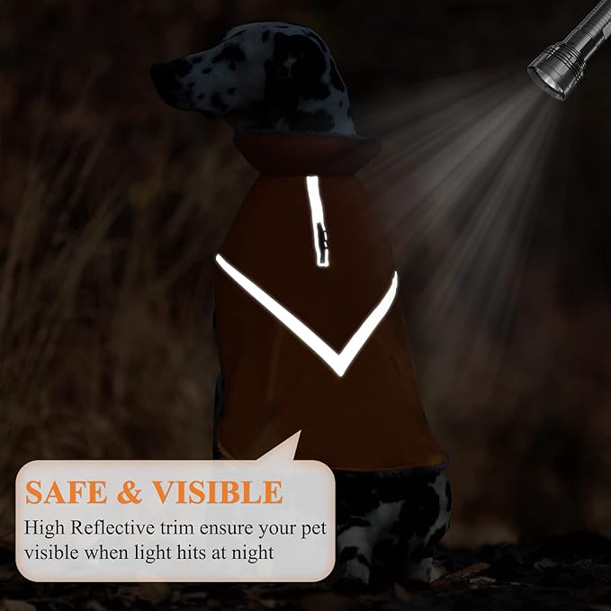 VIVAGLORY Snowrap Dog Coat, Jacket with Harness Hole & Velcro Closure, Dog Coat for Winter & Cold Weather, Fluffy Warm Fleece Lined Reflective Water Resistant for Puppy, XS, Orange