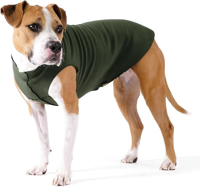 Goldpaw Stretchy Fleece Jacket for Small Dogs - Super Soft, Warm Dog Sweater - Pet Sweater Vest for Fall and Winter - Canine Clothes Made in The USA - Machine Washable - Hunter Green - Size 18
