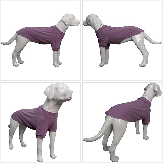Lovelonglong Ribbed Dog T-Shirt Cotton Knitted Dog Sweaters for All Season Pet T-Shirts for Large Medium Small Dogs Taro Purple 3XL