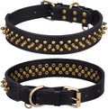 Spiked Dog Collar Soft Pu Leather Mushrooms Rivet Spike Studded Puppy Adjustable Pet Collars for Small Breeds (S, Black2)