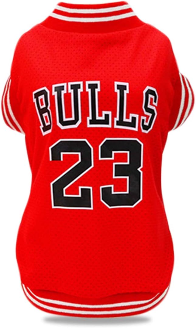 Dog Clothes Basketball Mesh Breathable T-Shirt,Pet Clothes Puppy Sportswear Spring/Summer Fashion Dog Shirt. (Red, Large)
