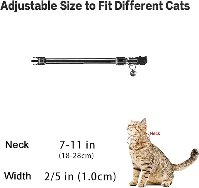 4 Pack Cotton Breakaway Cat Collar with Bell,Safety Adjustable Cat Collars Set with Flower Pattern,Ideal for Girl Cats Boy Cats