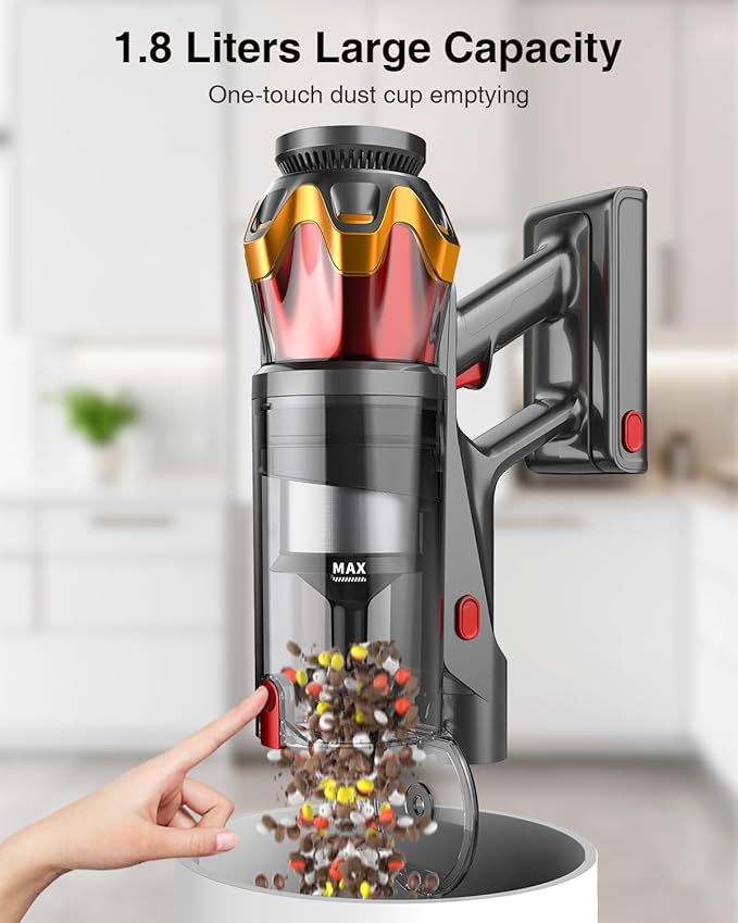 Cordless Vacuum Cleaner, 600W 50KPa 70Mins Vacuum Cleaners for Home, Self-Standing Stick Vacuum with Anti-Tangle Brush & OLED Touch Screen, Vacuum Cleaner for Hardwood Floors and Carpet,Pet Hair,Car